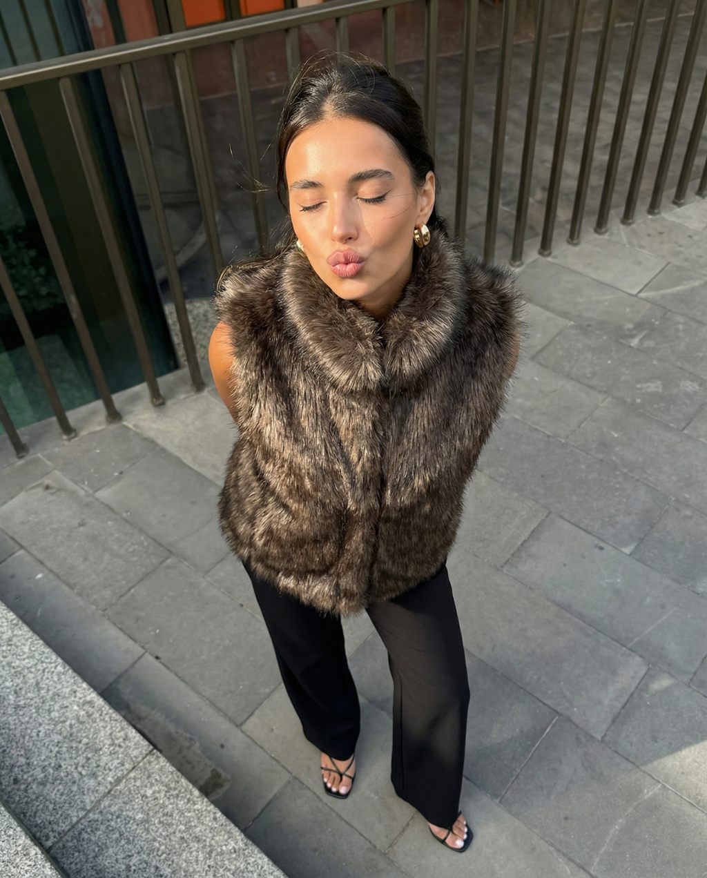 Perrine Valrenne | High-Neck Faux Fur Gilet