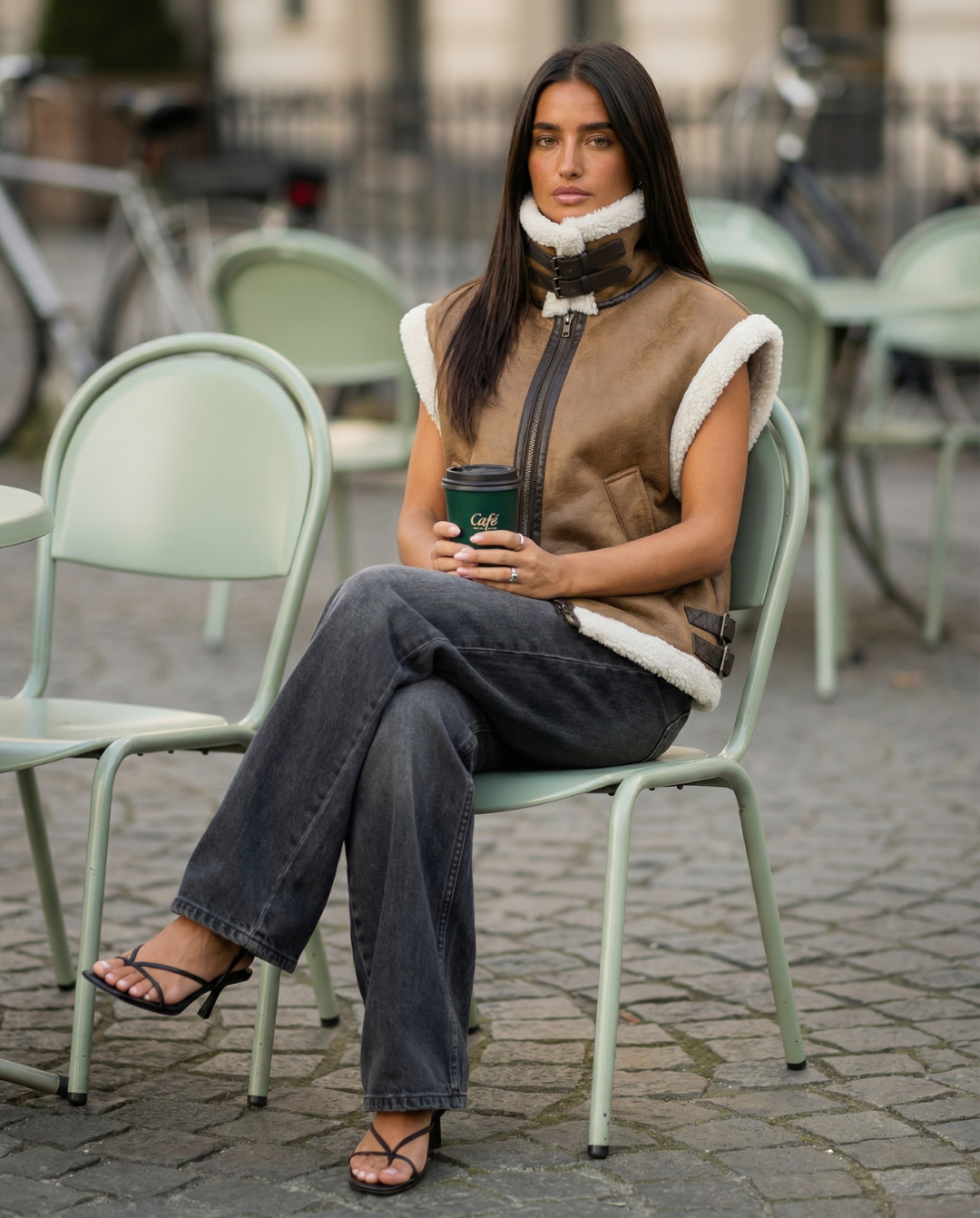 Juliette Montvert | Faux Shearling Aviator-Style Gilet