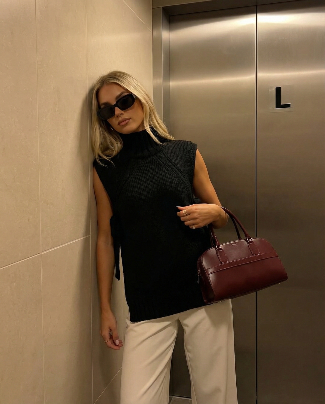 Cassandre Lavigne | Roll-Neck Tie-Side Longline Knit Vest