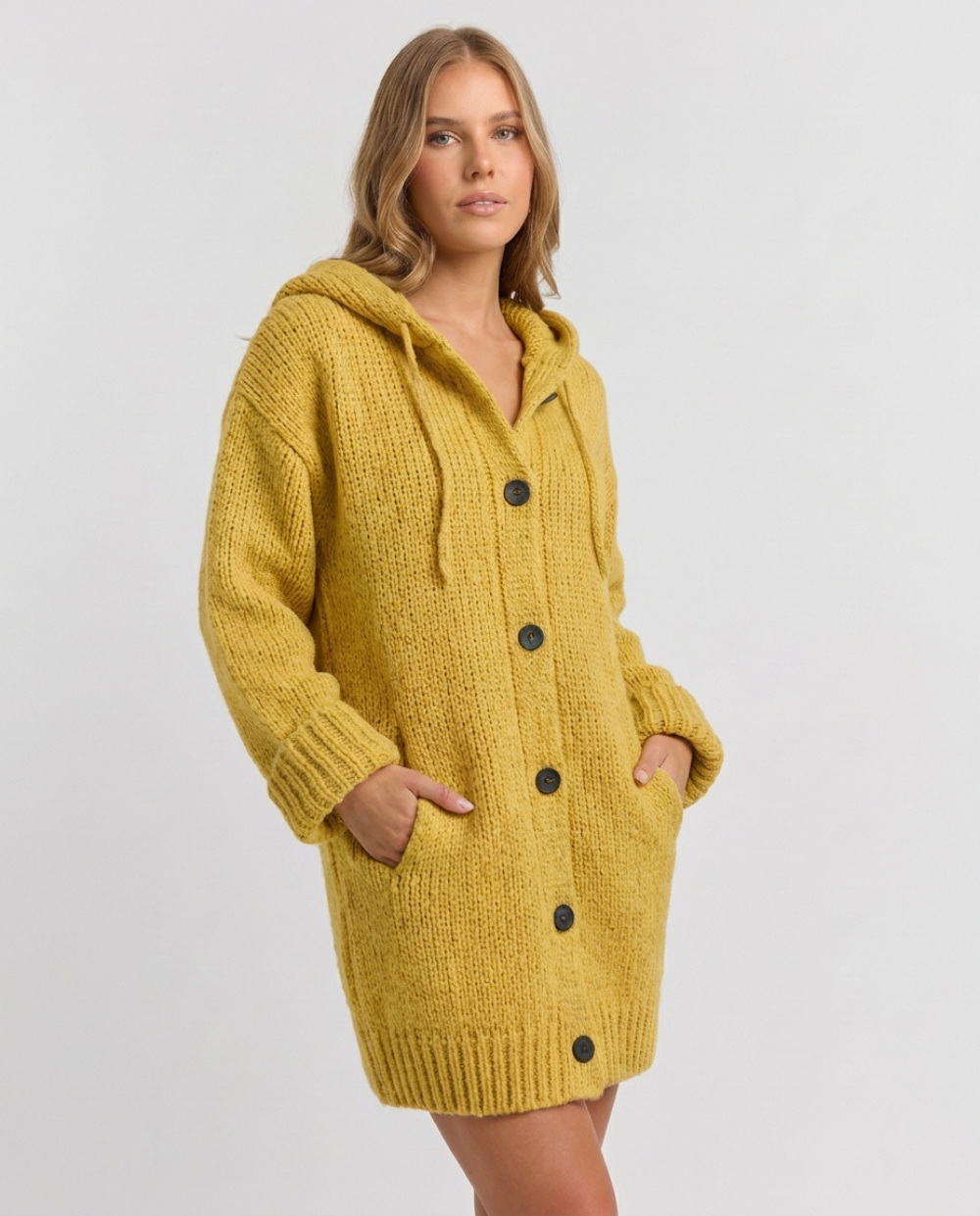 Mathilde Chaveron | Women's Long Hooded Cardigan Textured Knit
