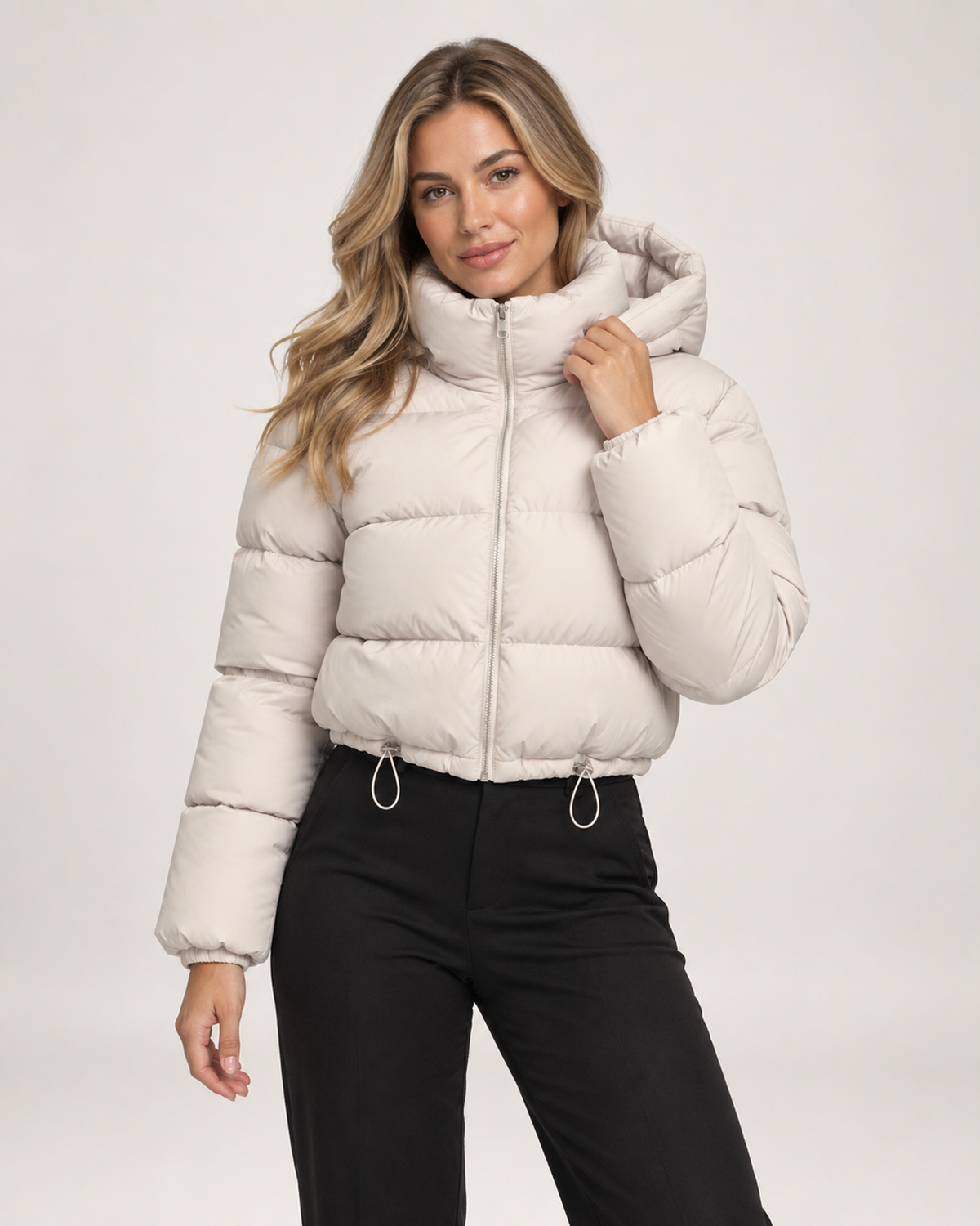 Margherita Alessi | Women’s Cropped Puffer Jacket with Hood and Adjustable Hem