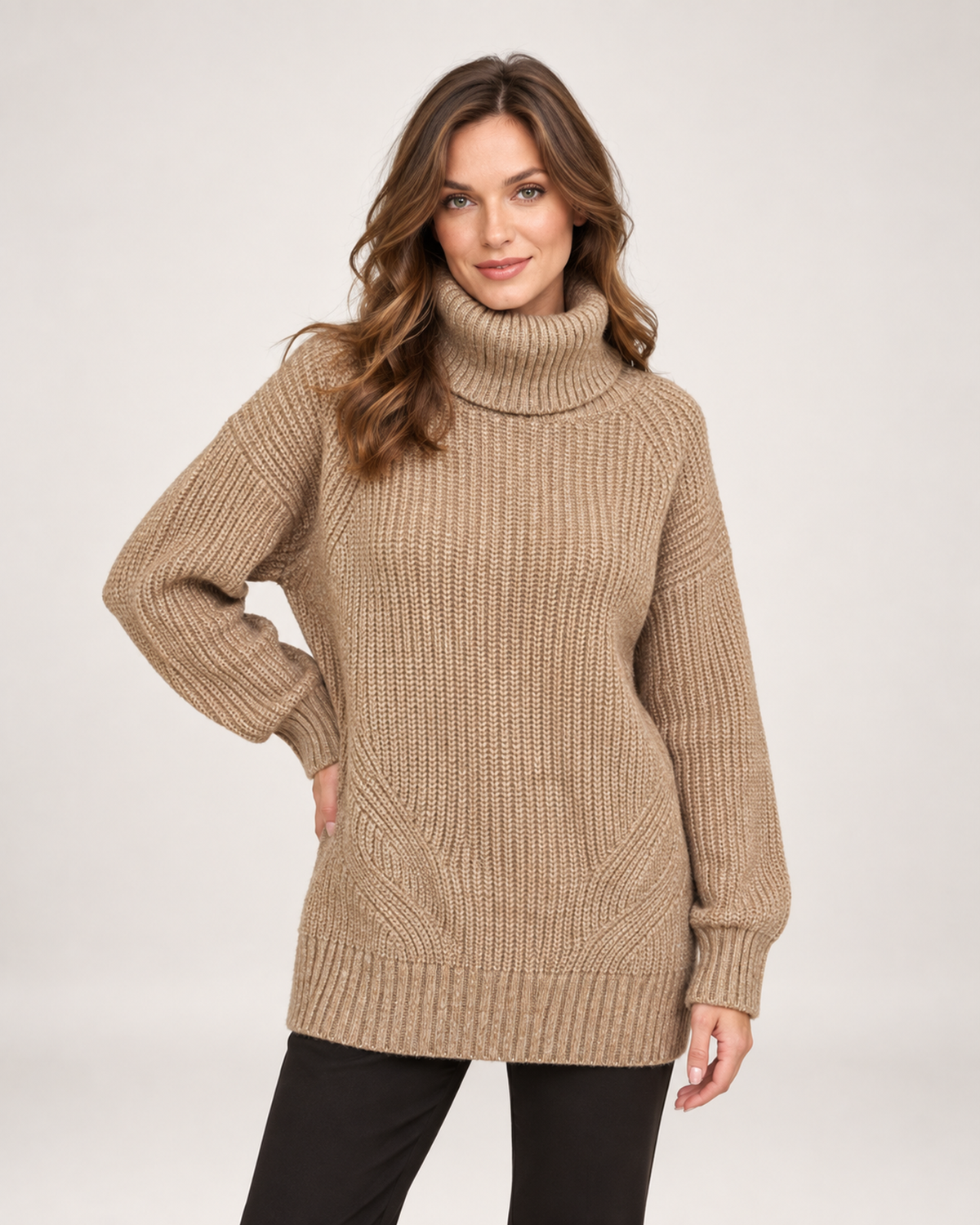 Ambra Castiglioni | Women’s Roll Neck Jumper with Relaxed Longline Fit