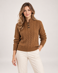 Chiara Altieri | Women’s Cable Knit Jumper with Stand Collar and Button Neck