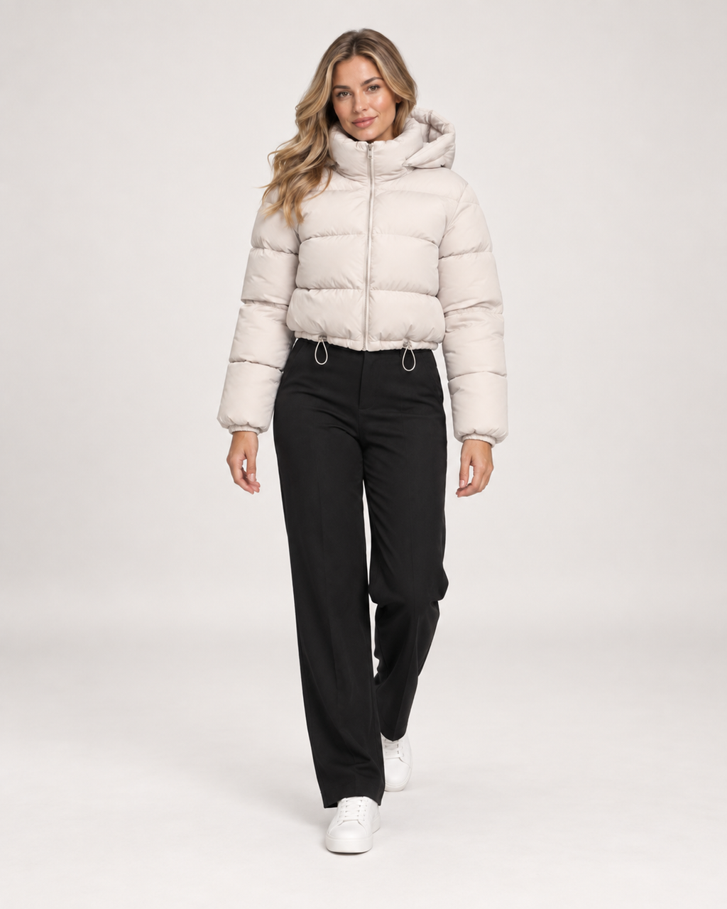 Margherita Alessi | Women’s Cropped Puffer Jacket with Hood and Adjustable Hem
