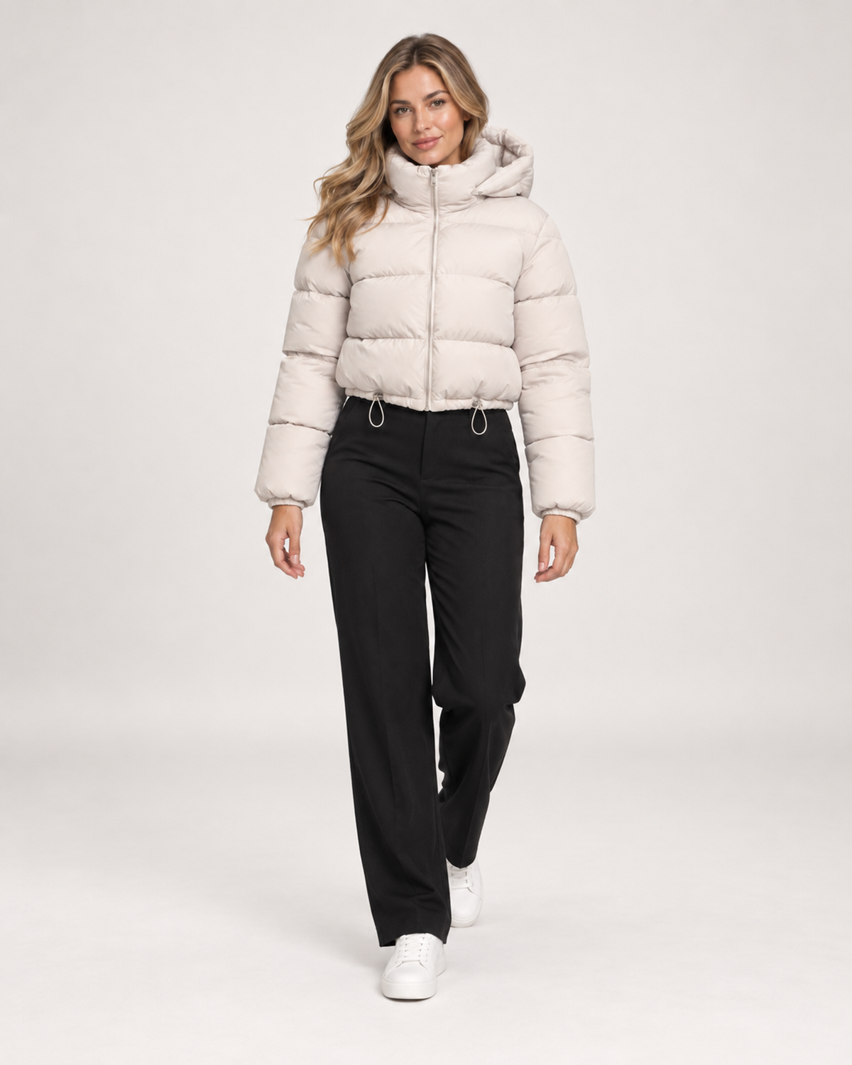 Margherita Alessi | Women’s Cropped Puffer Jacket with Hood and Adjustable Hem