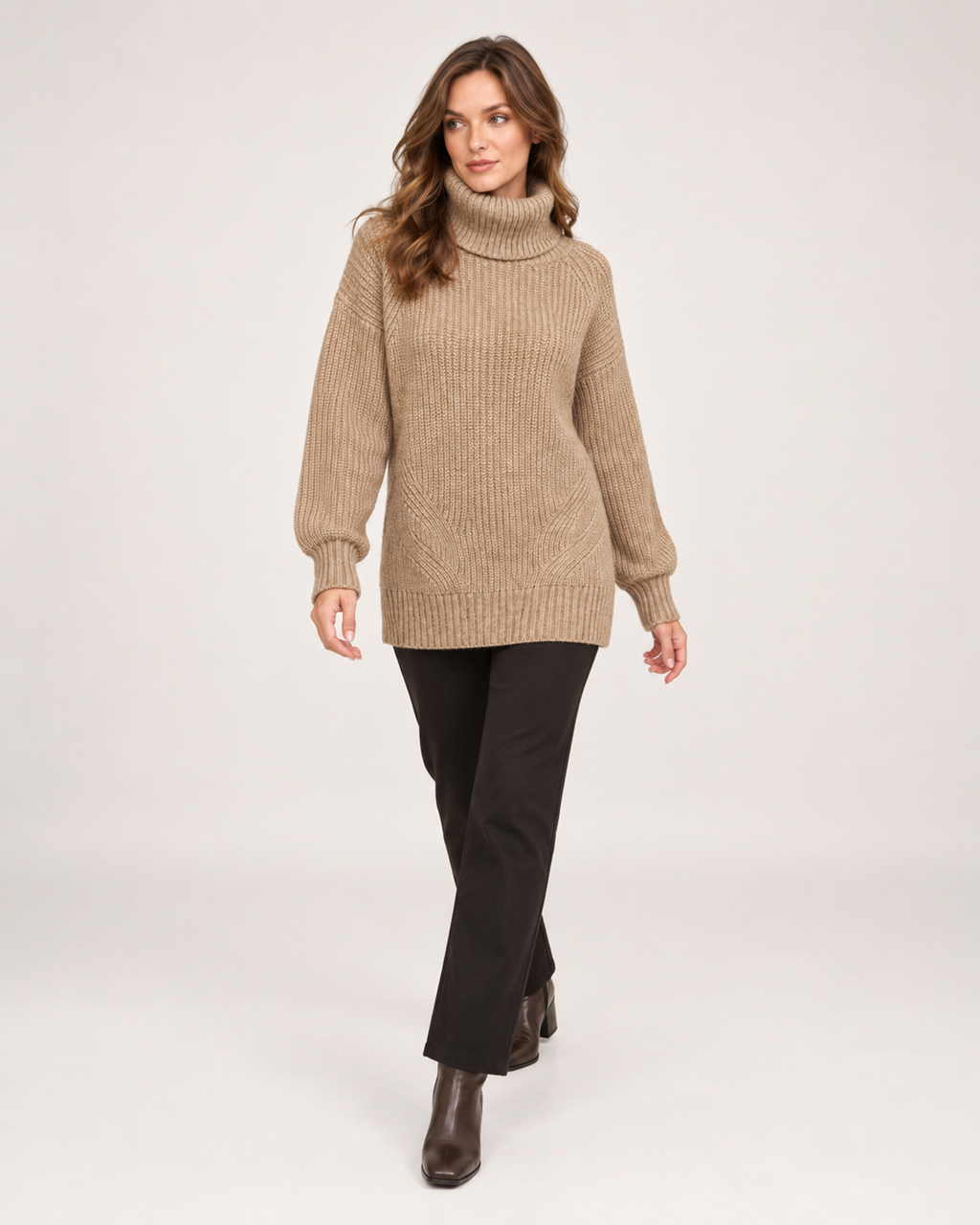 Ambra Castiglioni | Women’s Roll Neck Jumper with Relaxed Longline Fit