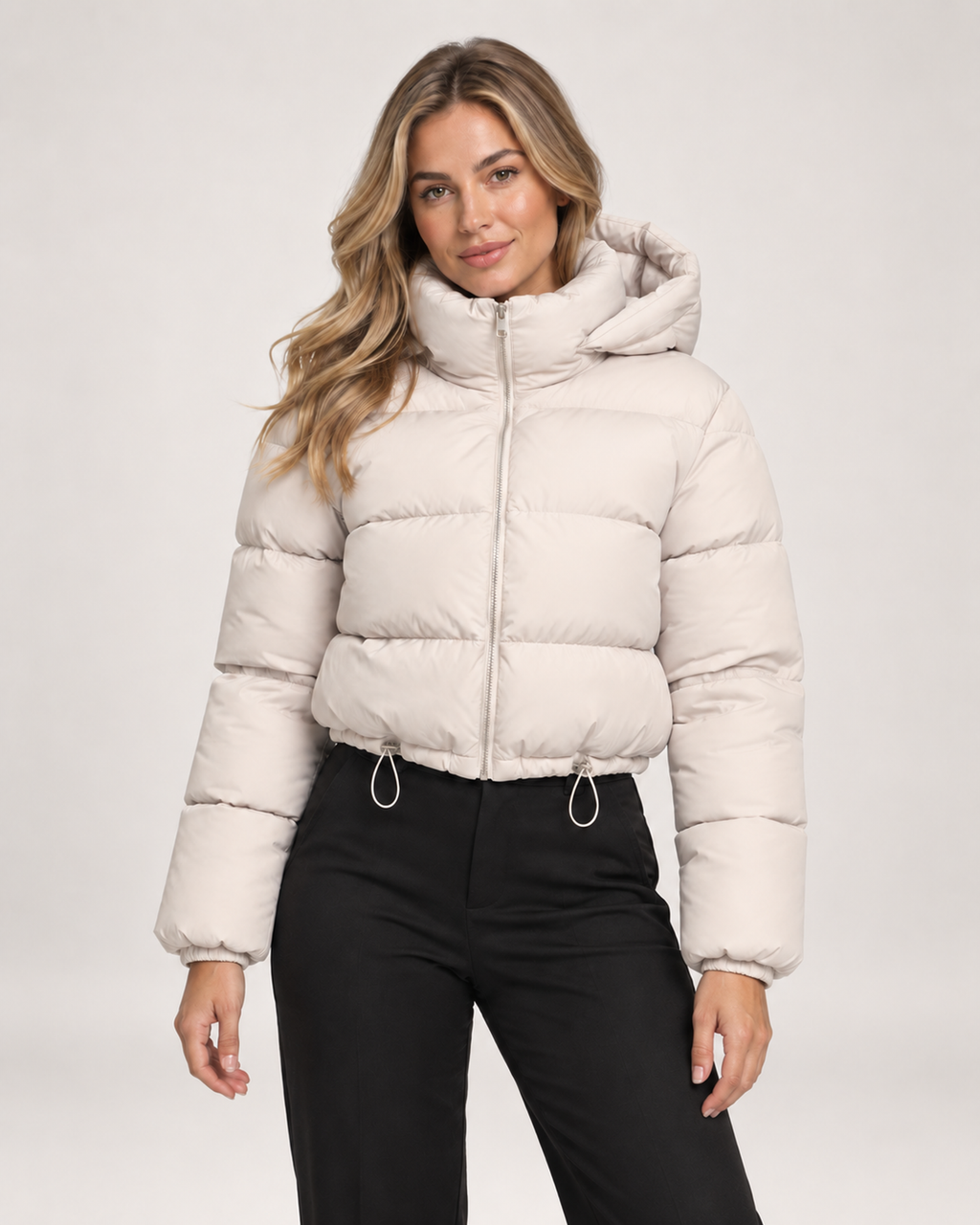 Margherita Alessi | Women’s Cropped Puffer Jacket with Hood and Adjustable Hem