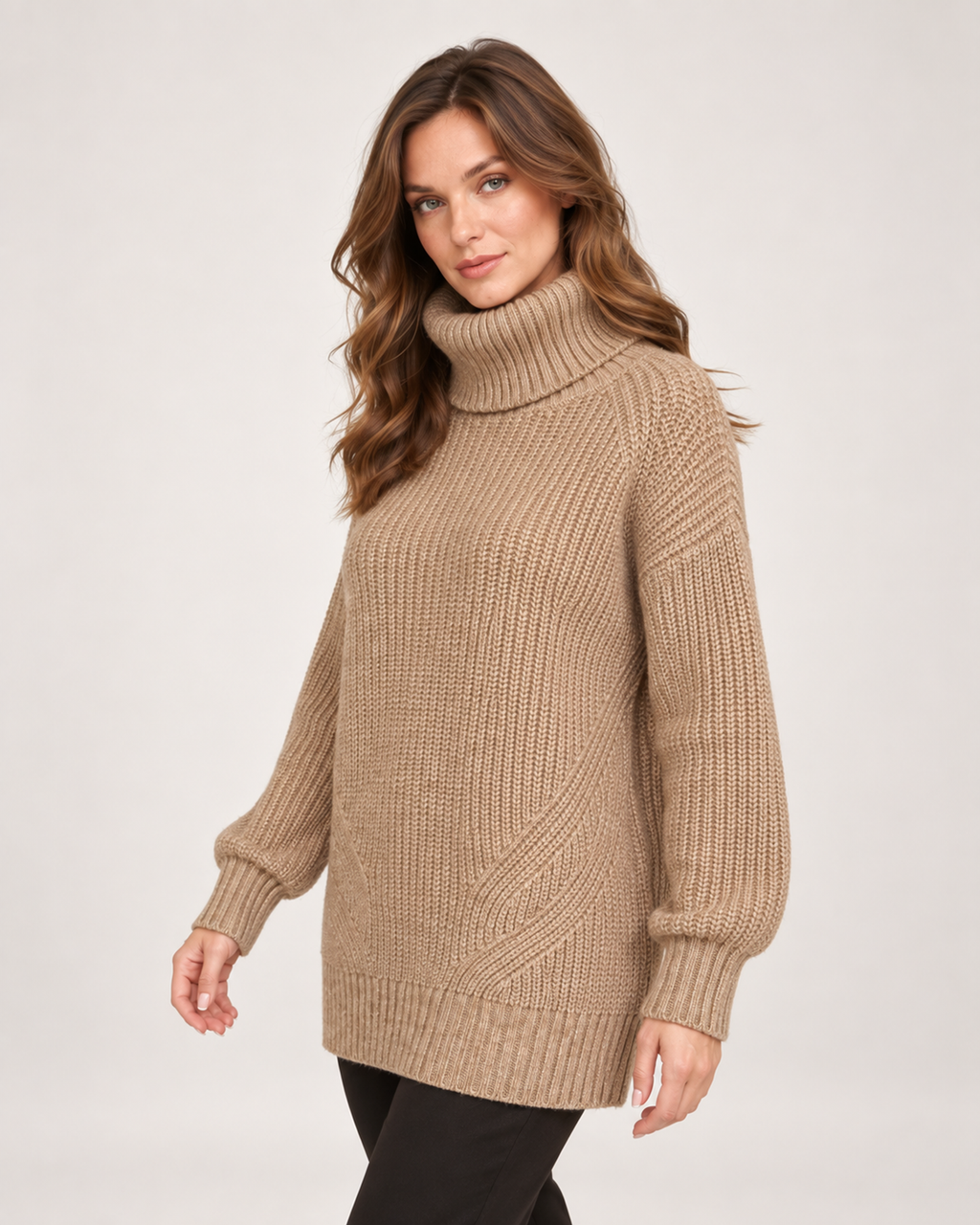 Ambra Castiglioni | Women’s Roll Neck Jumper with Relaxed Longline Fit
