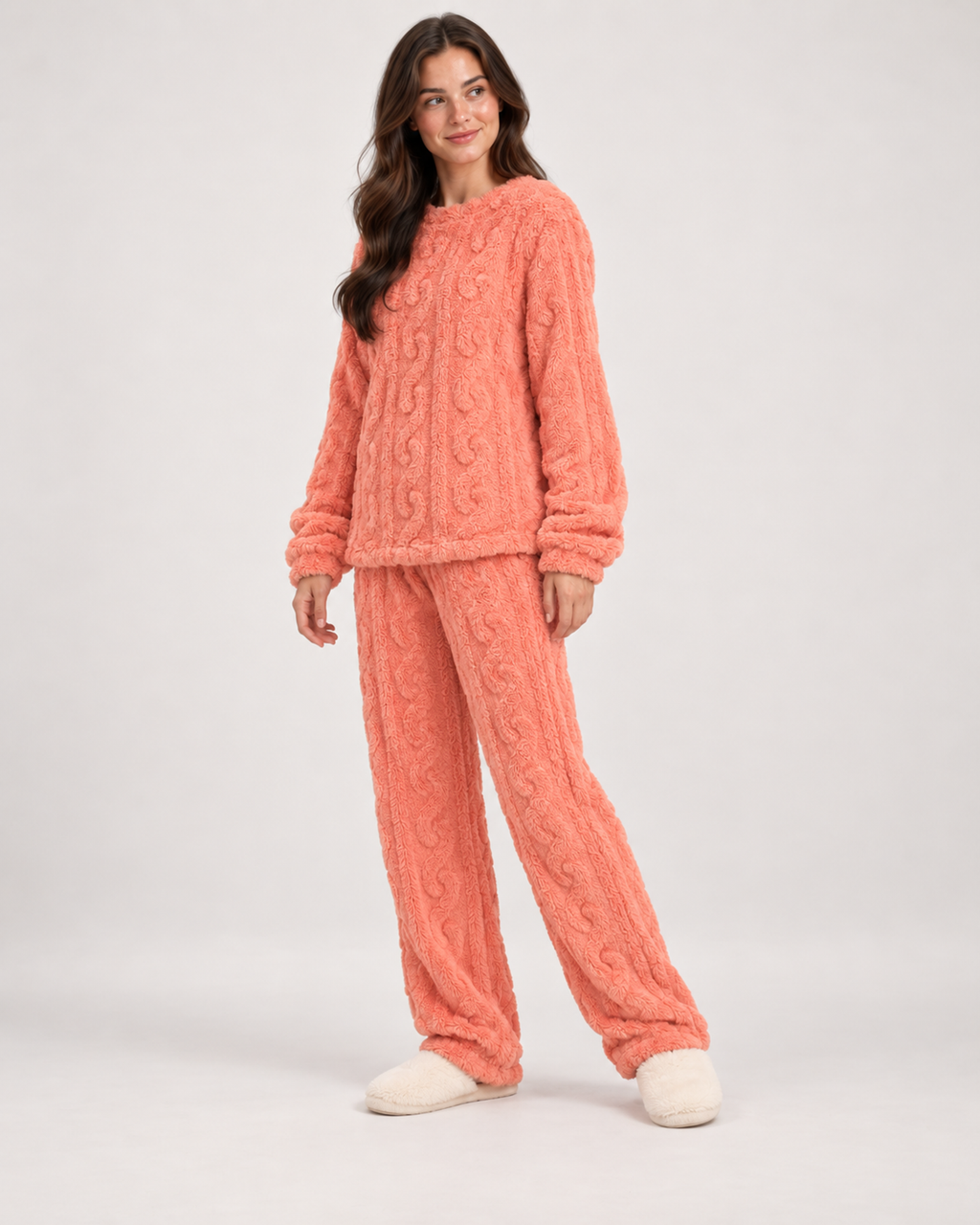 Serena Valcieri | Women’s Fleece Pyjamas with Cable Pattern