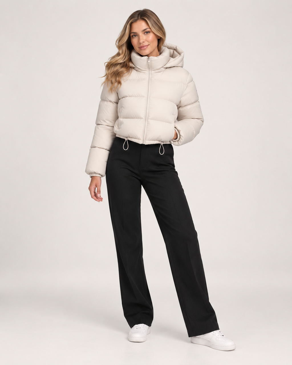 Margherita Alessi | Women’s Cropped Puffer Jacket with Hood and Adjustable Hem
