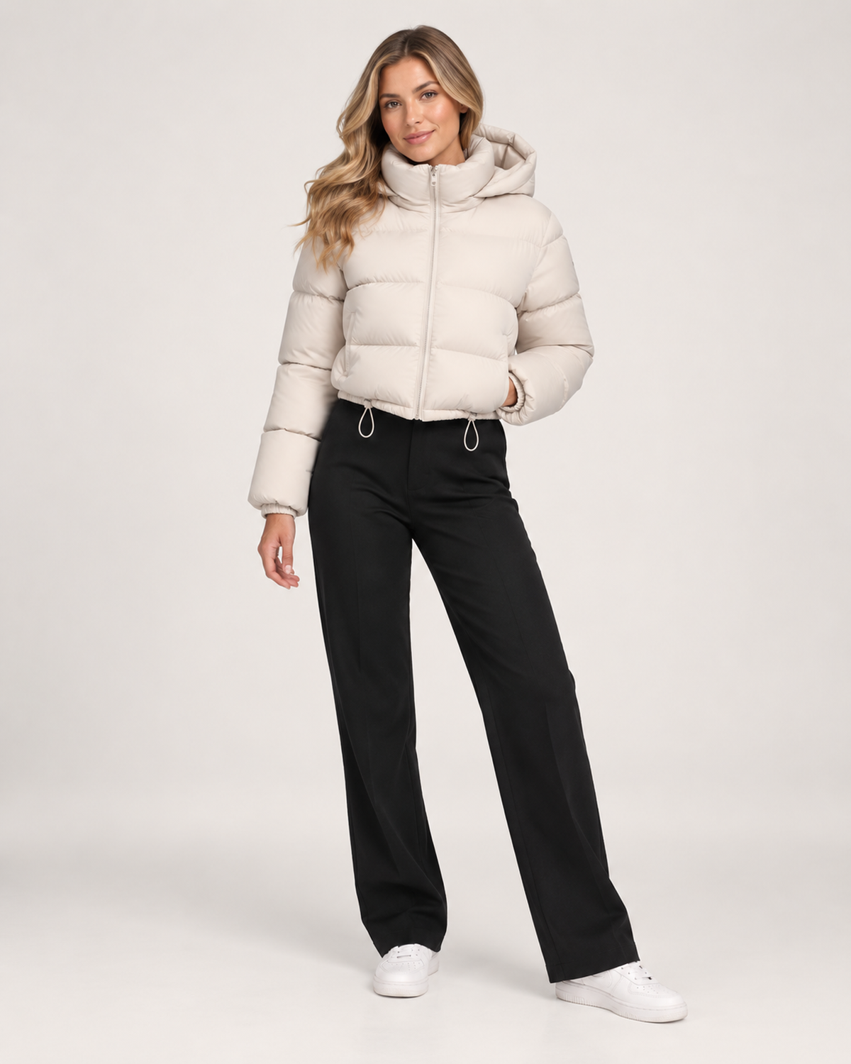 Margherita Alessi | Women’s Cropped Puffer Jacket with Hood and Adjustable Hem