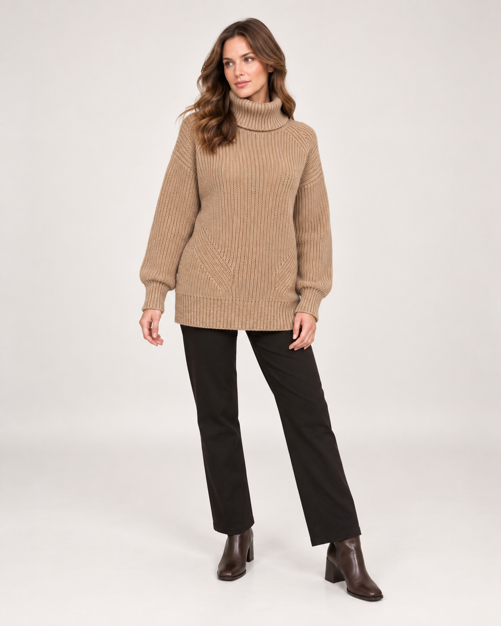 Ambra Castiglioni | Women’s Roll Neck Jumper with Relaxed Longline Fit
