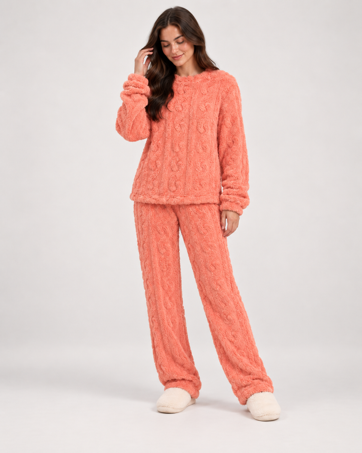 Serena Valcieri | Women’s Fleece Pyjamas with Cable Pattern