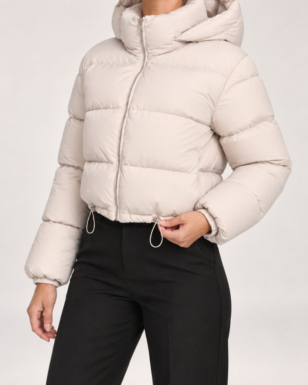 Margherita Alessi | Women’s Cropped Puffer Jacket with Hood and Adjustable Hem