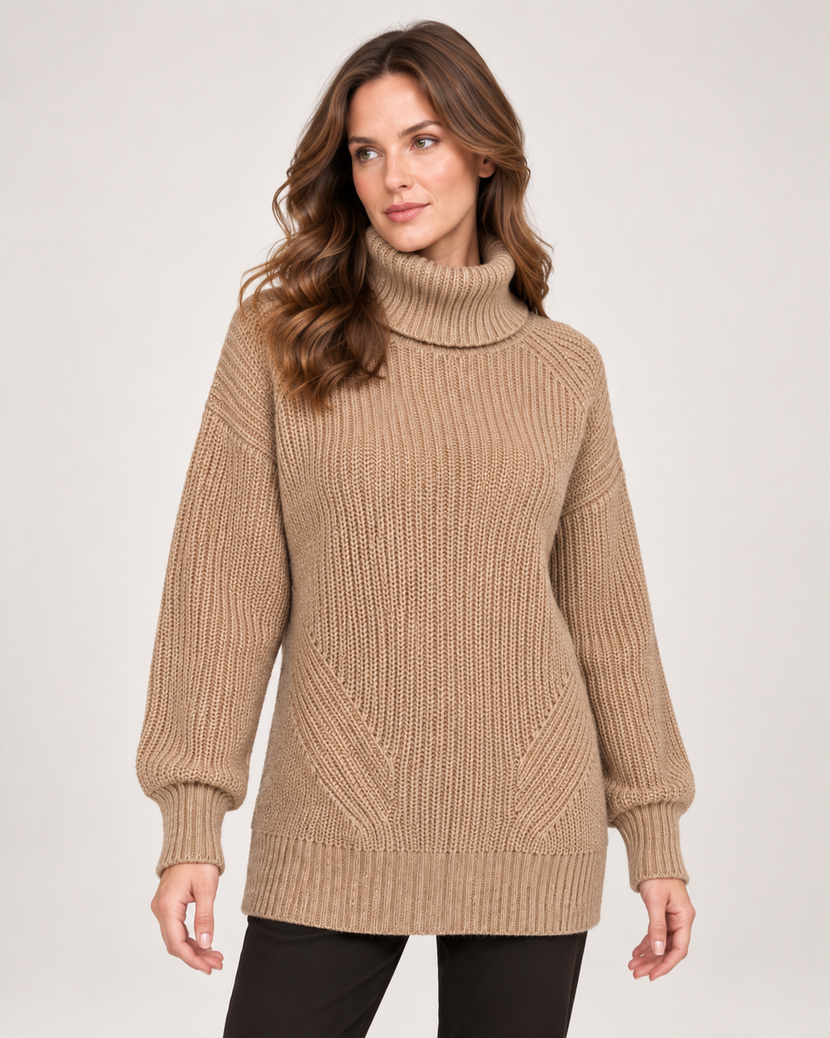 Ambra Castiglioni | Women’s Roll Neck Jumper with Relaxed Longline Fit