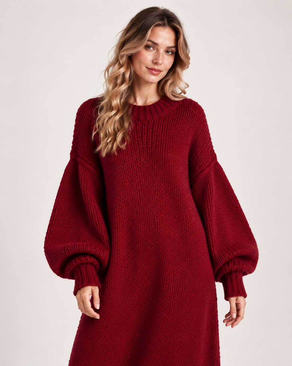 Greta Fiorini | Women’s Knitted Maxi Dress with Balloon Sleeves