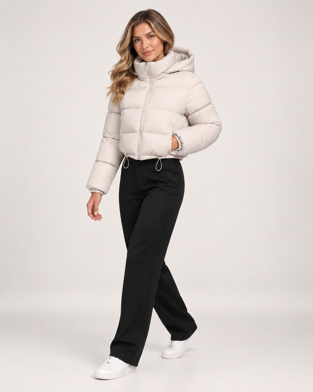 Margherita Alessi | Women’s Cropped Puffer Jacket with Hood and Adjustable Hem
