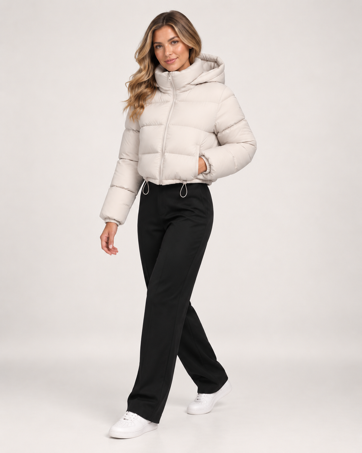 Margherita Alessi | Women’s Cropped Puffer Jacket with Hood and Adjustable Hem