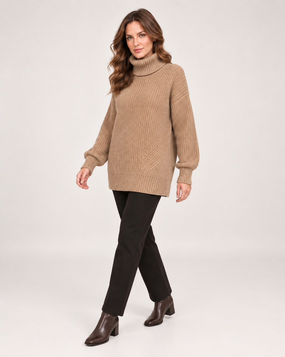 Ambra Castiglioni | Women’s Roll Neck Jumper with Relaxed Longline Fit