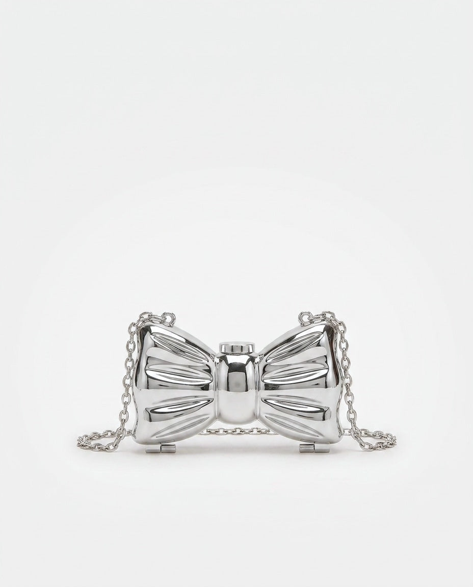Adélie Courville | Structured Mirror Bow Chain Crossbody Bag