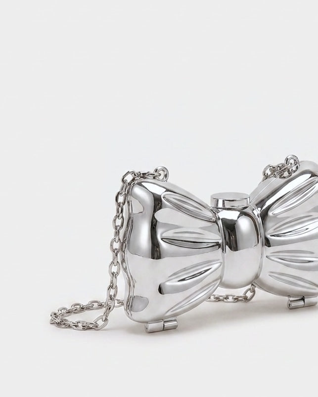 Adélie Courville | Structured Mirror Bow Chain Crossbody Bag