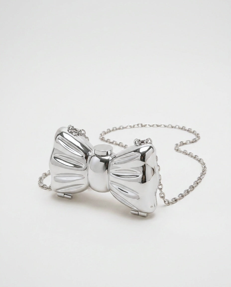 Adélie Courville | Structured Mirror Bow Chain Crossbody Bag