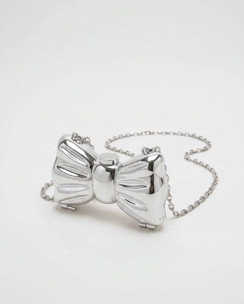 Adélie Courville | Structured Mirror Bow Chain Crossbody Bag
