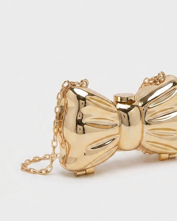 Adélie Courville | Structured Mirror Bow Chain Crossbody Bag
