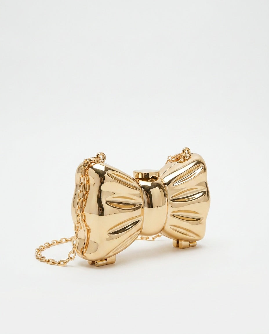 Adélie Courville | Structured Mirror Bow Chain Crossbody Bag