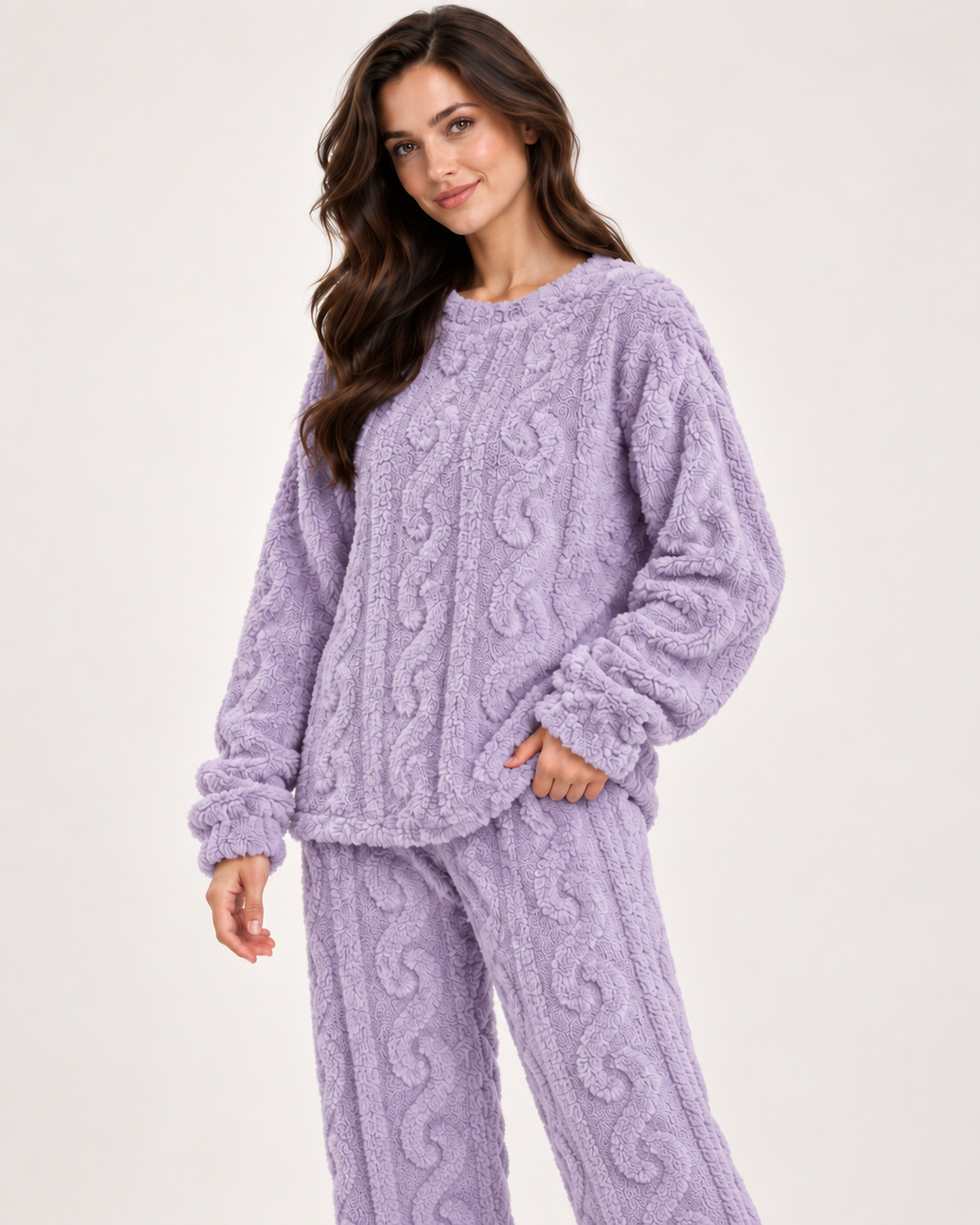 Serena Valcieri | Women’s Fleece Pyjamas with Cable Pattern