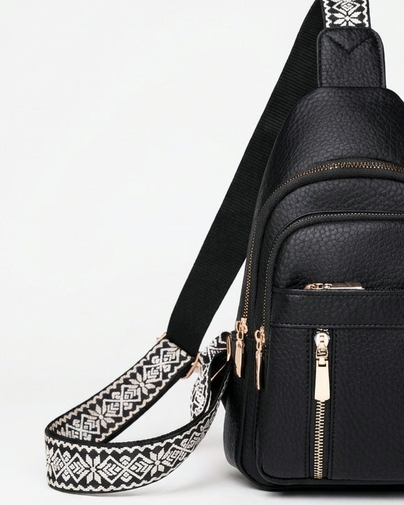 Maïa Desforges | Woven Strap Zip Pocket Crossbody Bag