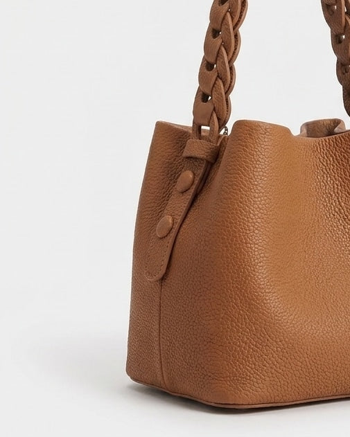 Zélie Montferrand | Braided Handle Drawstring Bucket Bag