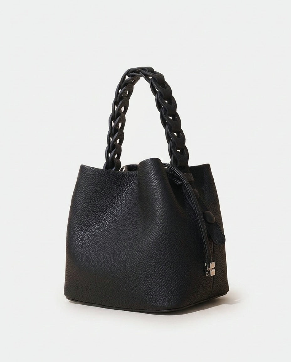 Zélie Montferrand | Braided Handle Drawstring Bucket Bag