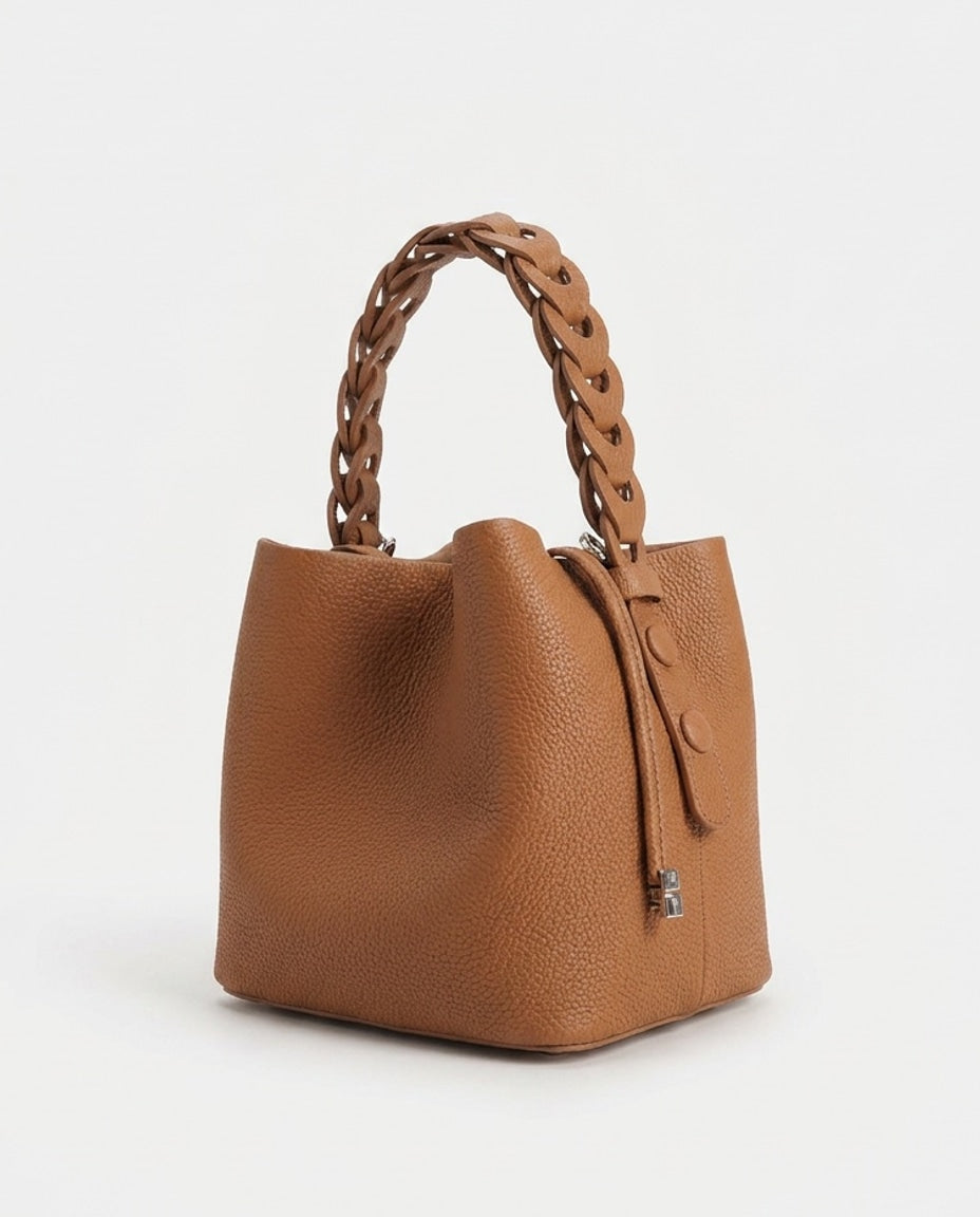 Zélie Montferrand | Braided Handle Drawstring Bucket Bag