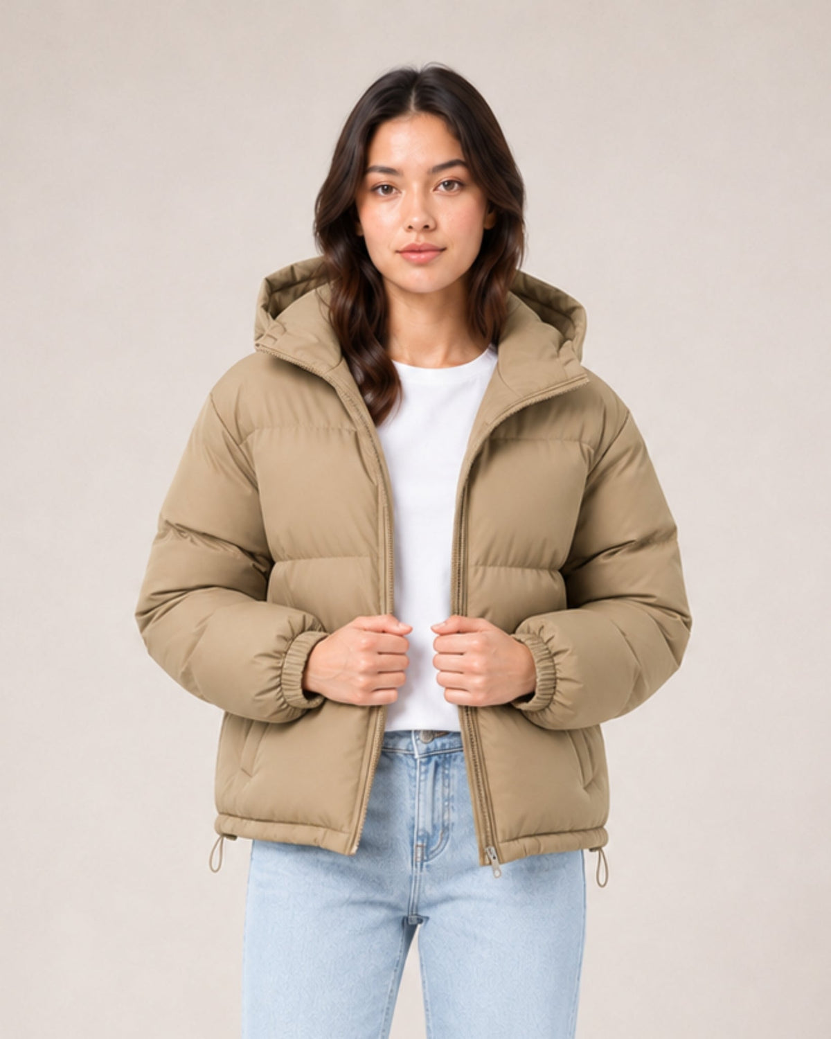 Giorgia Castelani | Women's Hooded Puffer Jacket – Warm Padded Zip-Up Coat