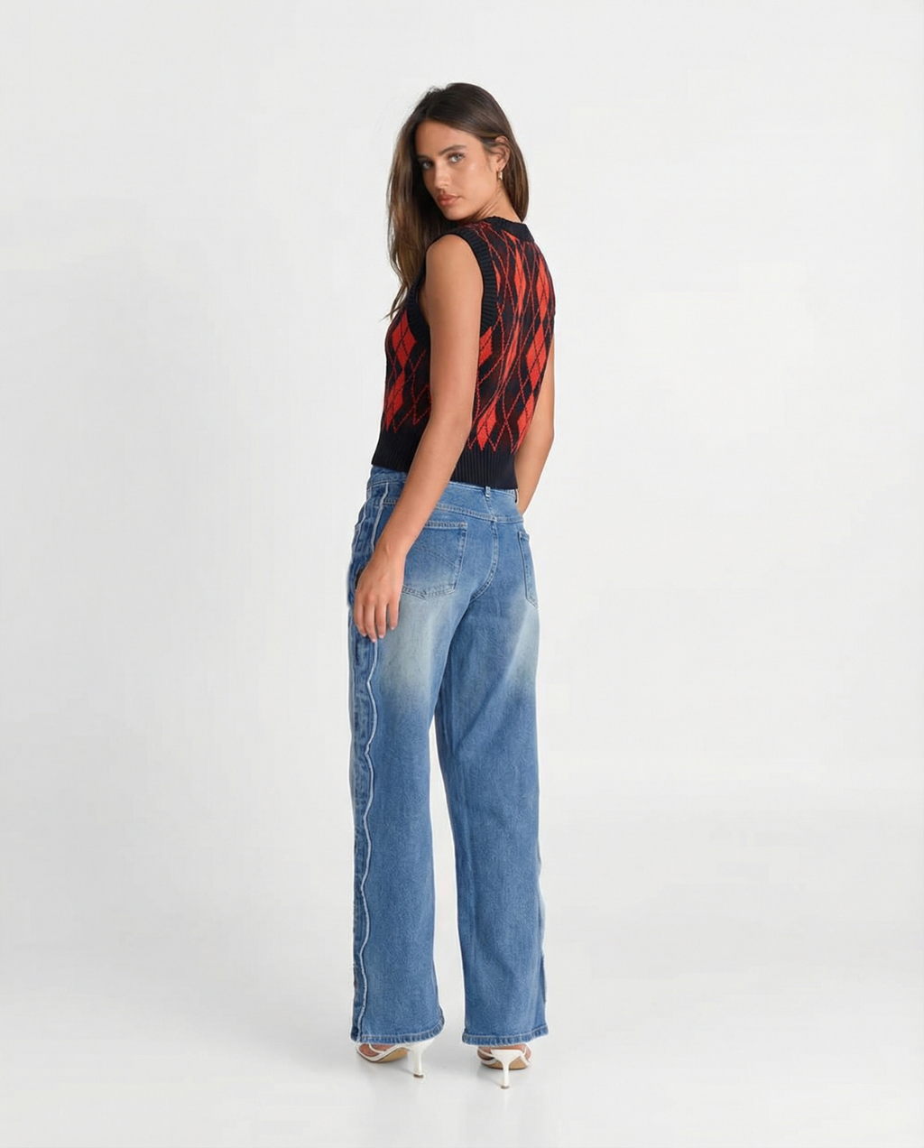 Rosalie Clairrose | Cropped Argyle Knit Vest
