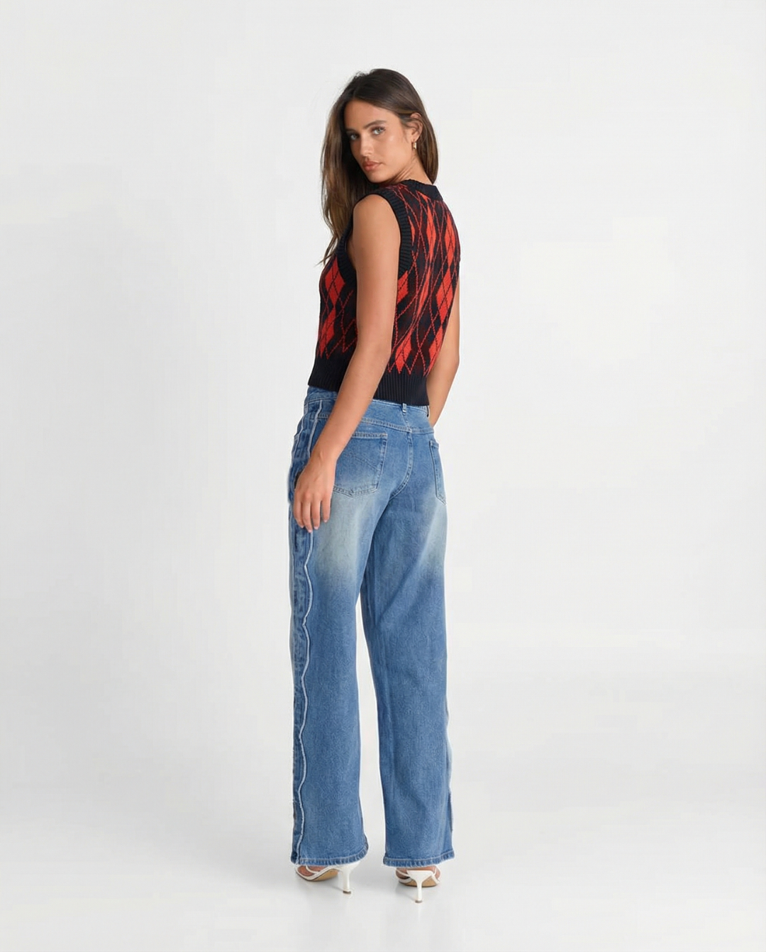 Rosalie Clairrose | Cropped Argyle Knit Vest