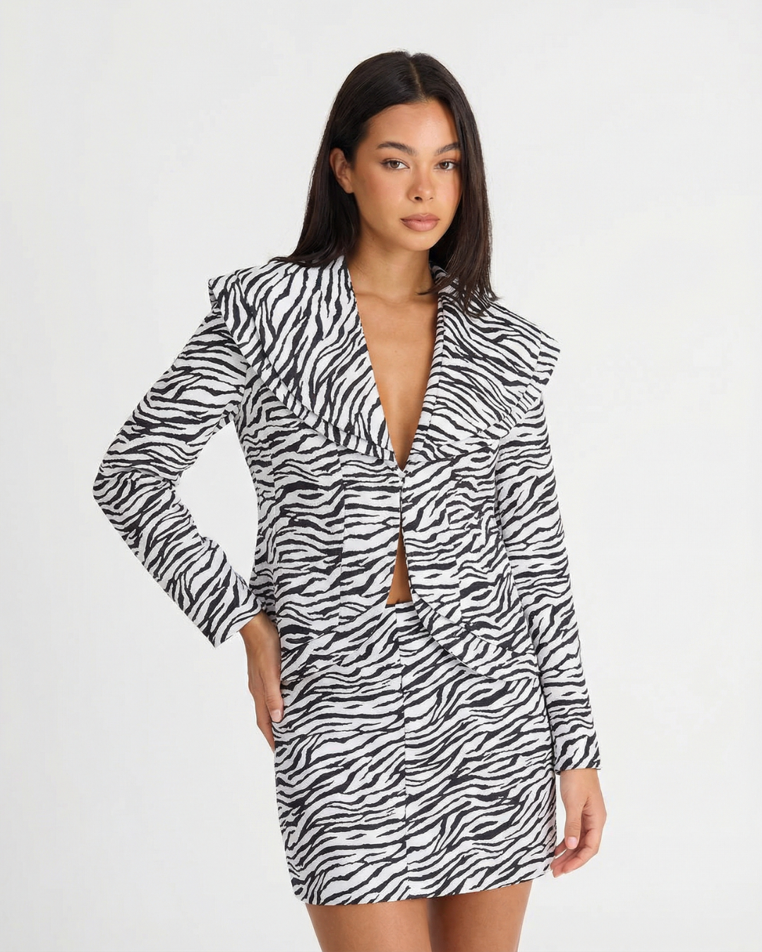 Charlotte de Montfort  | Zebra Print Satin Blazer Co-ord Set