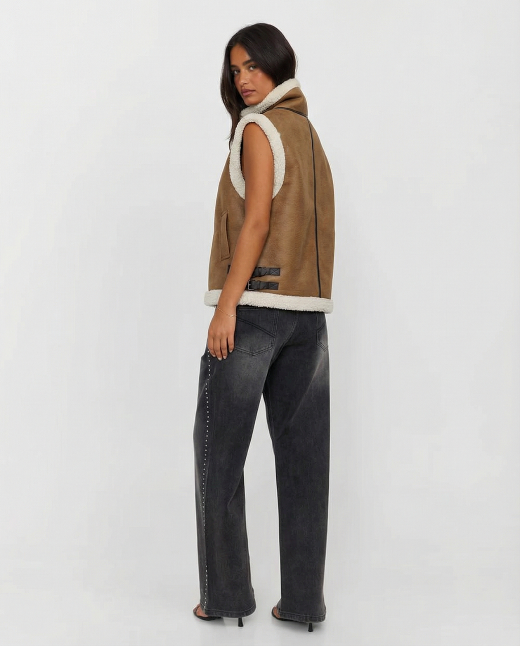 Juliette Montvert | Faux Shearling Aviator-Style Gilet