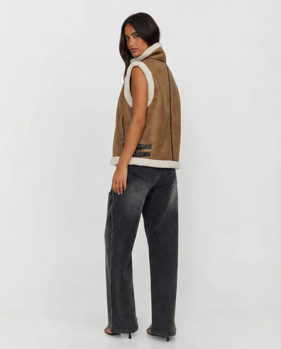 Juliette Montvert | Faux Shearling Aviator-Style Gilet