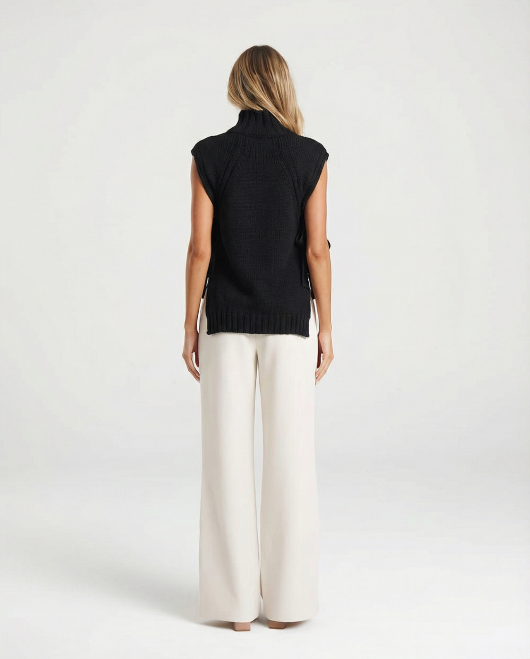 Cassandre Lavigne | Roll-Neck Tie-Side Longline Knit Vest