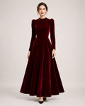 Ilaria Montavero | Women's Velvet Dress Midi Long Sleeve A Line Style