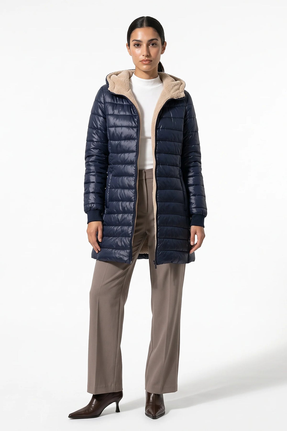 Lucie Picard | Women’s Winter Warm Fleece Lined Hooded Longline Puffer Coat