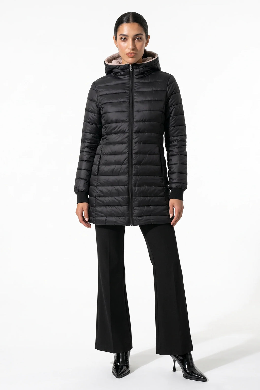 Lucie Picard | Women’s Winter Warm Fleece Lined Hooded Longline Puffer Coat