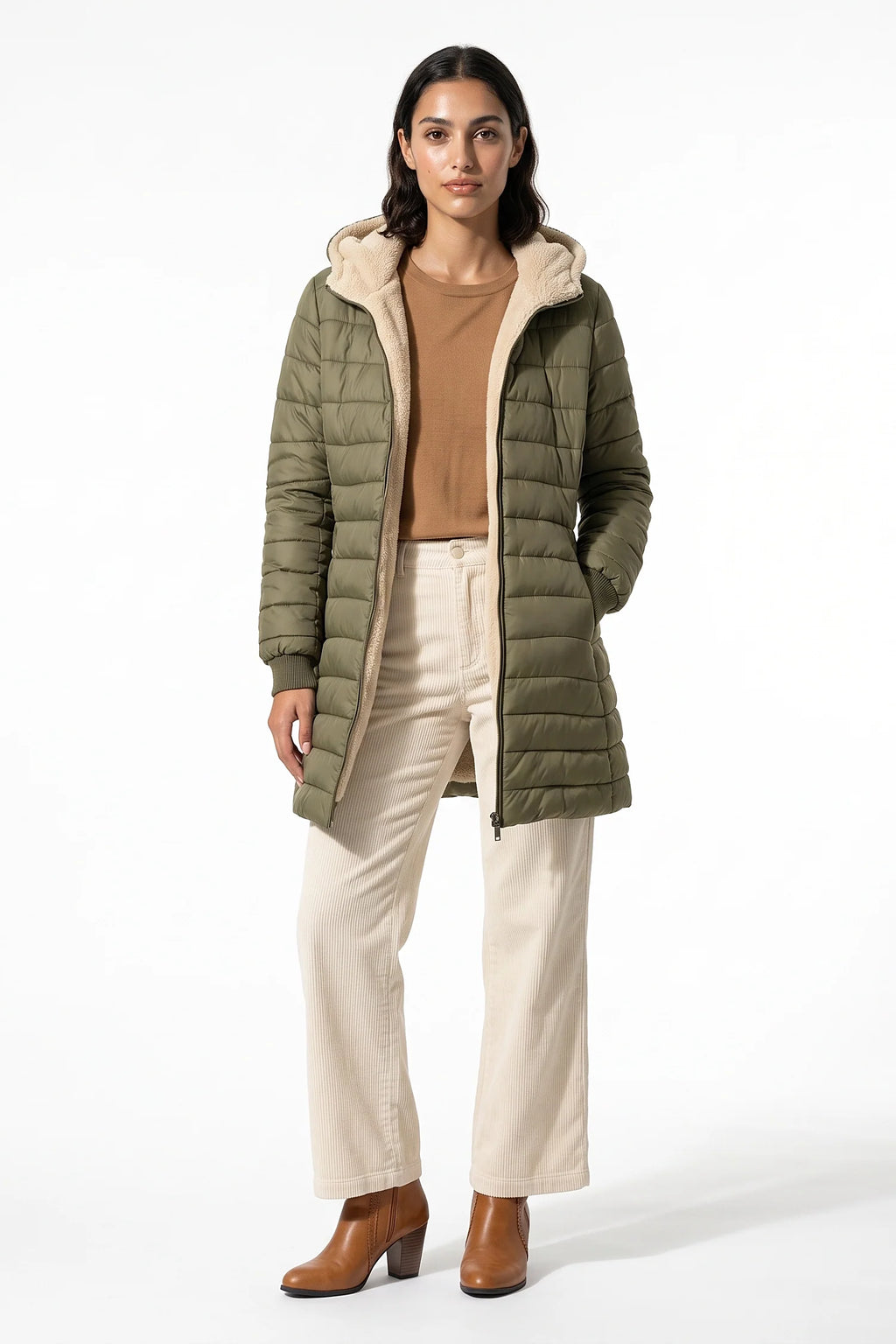 Lucie Picard | Women’s Winter Warm Fleece Lined Hooded Longline Puffer Coat