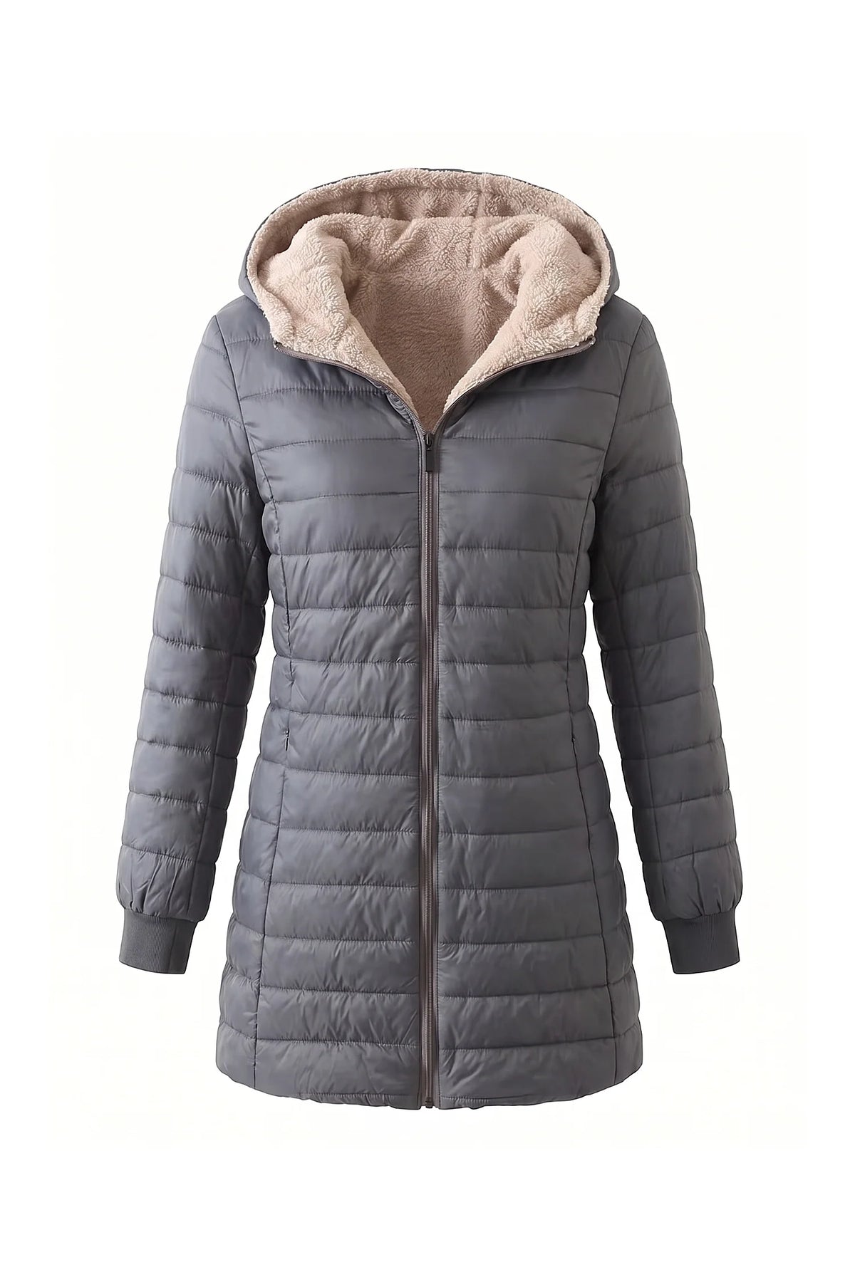 Lucie Picard | Women’s Winter Warm Fleece Lined Hooded Longline Puffer Coat