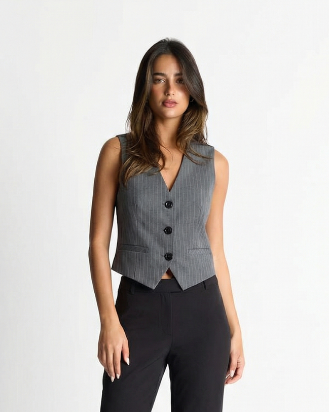 Éloïse Desvallons | Grey Pinstripe Tailored Vest