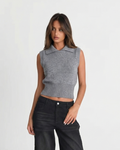 Armance Villedieu | Collared Cropped Sweater Vest