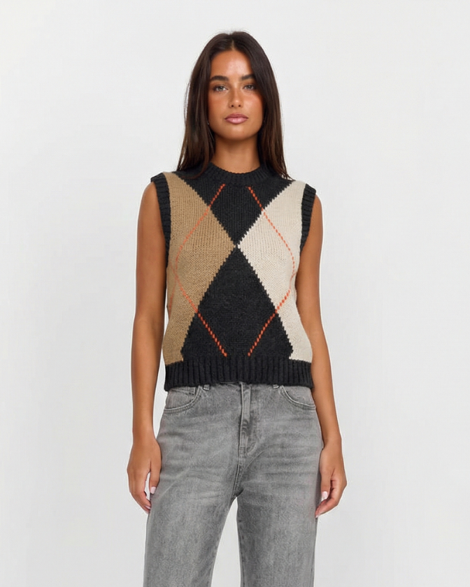 Salomé Montdor | Argyle Knit Sweater Vest