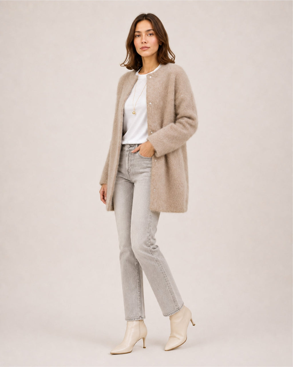 Virginia Monteluce | Women's Long Cardigan with Button Front